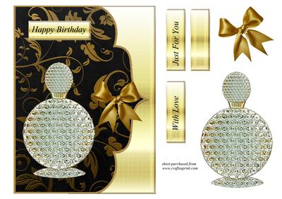 Black & Gold Perfume Bottle Card Front
