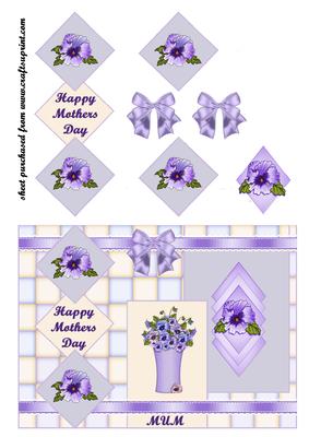 Pansies Diamond Card Front - Mothers Day