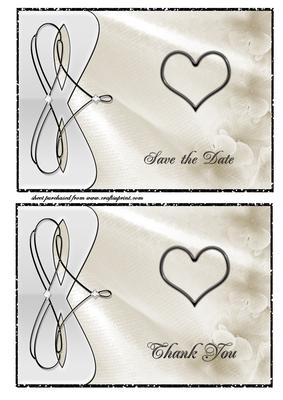 Black & White Heart - Save the Date & Thank You