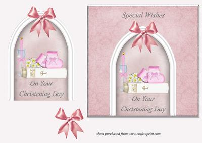 Bootees & Bible Christening Card