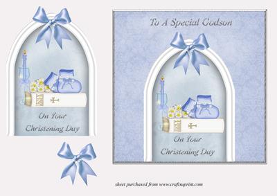 Bootees & Bible Christening Card 2 - Godson