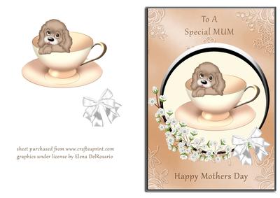 Puppy in Peach Teacup - Mothers Day