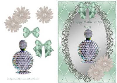 White Daisies & Perfume on Silver Oval - Mothers Day