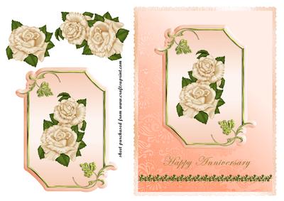 Cream Roses on Peach Plaque - Anniversary