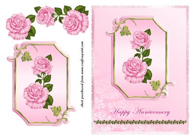 Pink Roses on Pink Plaque - Anniversary