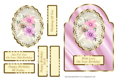 Lilac Dome Shaped Card Front with Flowers