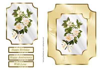 Peach Gardenias on Gold Plaque Card Front