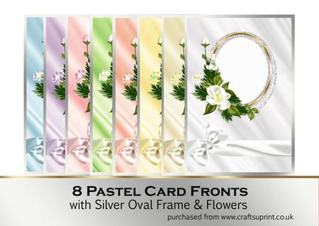 Pastel Card Fronts with Silver Oval Frame & Flowers