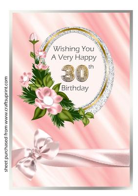 Oval Frame with Flowers 30th Birthday