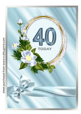 Oval Frame with Flowers 40th Birthday