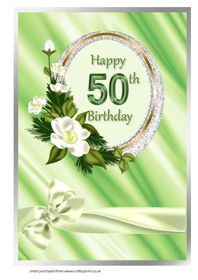 Oval Frame with Flowers 50th Birthday