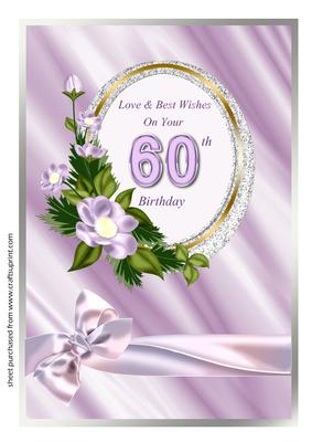 Oval Frame with Flowers 60th Birthday