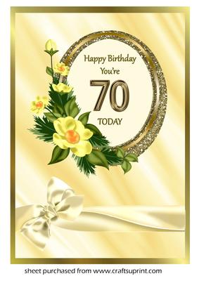 Oval Frame with Flowers 70th Birthday