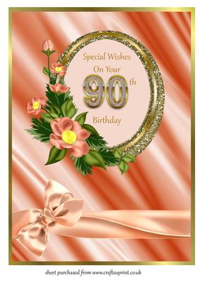 Oval Frame with Flowers 90th Birthday