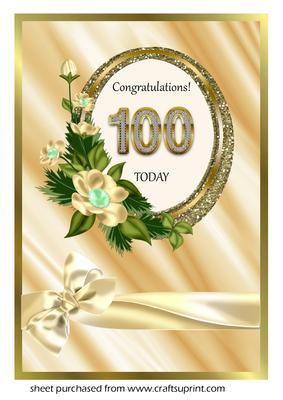 Oval Frame with Flowers 100th Birthday