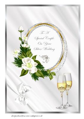 A4 Silver Wedding Anniversary Card Front