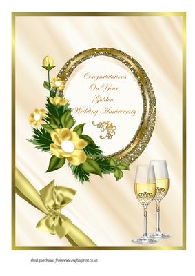 A4 Golden Wedding Anniversary Card Front