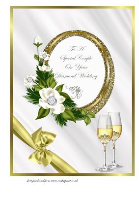 A4 Diamond Wedding Anniversary Card Fronts