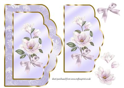 Scalloped Card Front with Lilac Magnolias