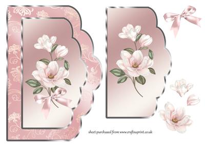 Scalloped Card Front with Pink Magnolias