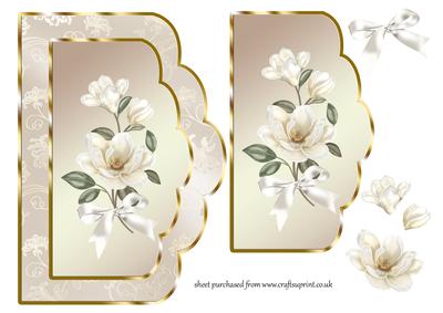 Scalloped Card Front with Ivory Magnolias