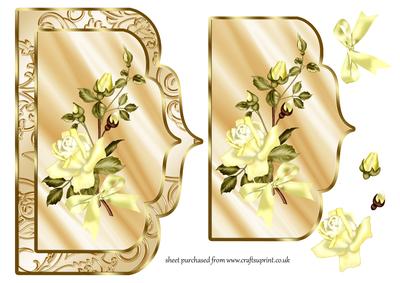 Elegant Scalloped Card Front with Yellow Roses