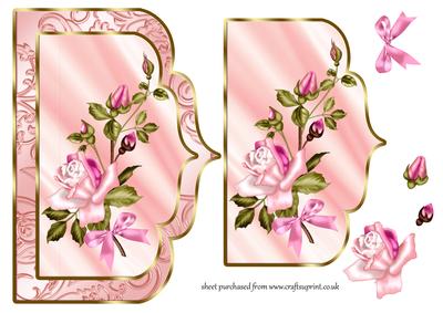 Elegant Scalloped Card Front with Pink Roses