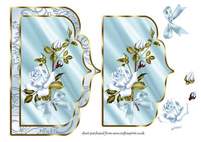 Elegant Scalloped Card Front with Blue Roses