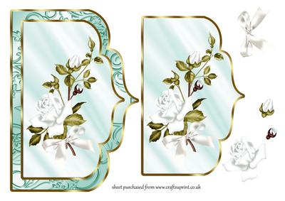 Elegant Scalloped Card Front with White Roses