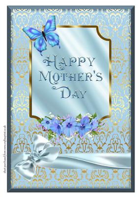 A4 Blue Butterfly & Flowers - Mothers Day