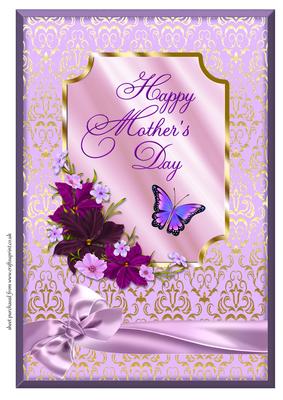 A4 Lilac Butterfly & Flowers - Mothers Day