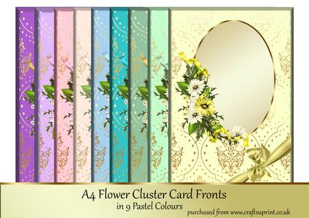 A4 Flower Cluster Card Fronts in Pastel Colours