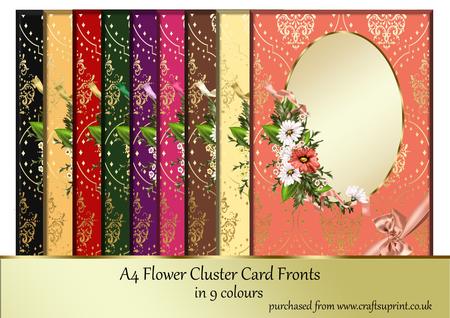 A4 Flower Cluster Card Fronts in Dark Colours