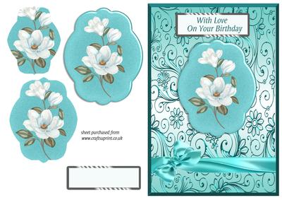 Turquoise Magnolias Pyramid Card Fronts