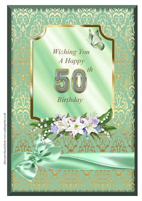 A4 Lilies & Butterfly 50th Birthday