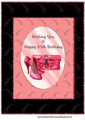 A4 Pink Shoes & Purse 30th Birthday