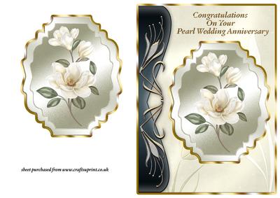 Ivory Magnolias Art Nouveau Card Front - Pearl Wedding
