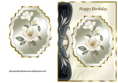 Ivory Magnolias Art Nouveau Card Fronts - Birthday