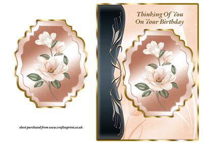 Coral Magnolias Art Nouveau Card Front - Birthday