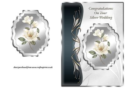 Ivory Magnolias Art Nouveau Card Front - Silver Wedding