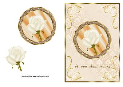 White Rose in Glitter Frame - Anniversary
