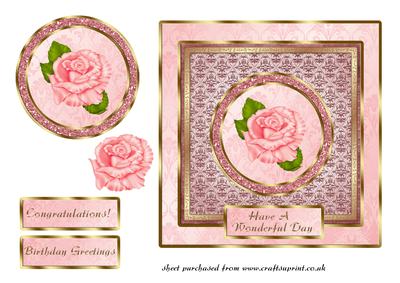 Pink Rose Sqaure Card Front