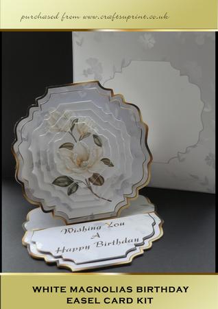 White Magnolias Birthday Easel Card