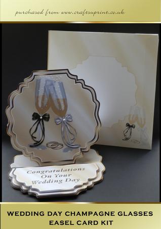 Wedding Day Champagne Glasses Easel Card