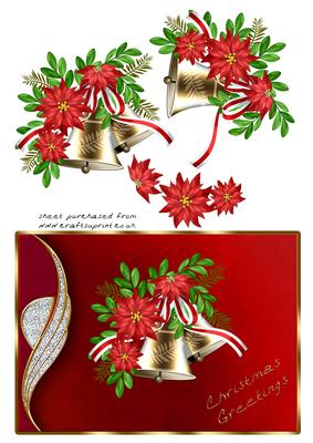 Poinsettias & Bells Card Front