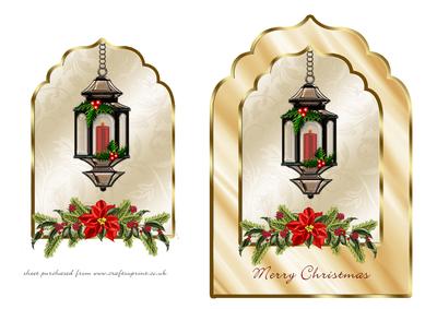Christmas Lantern Scalloped Edge Card Front