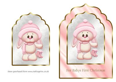 Scalloped Edged Babys 1st Christmas (girl) Card Front
