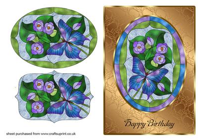 Stained Glass Card Front - Butterfly