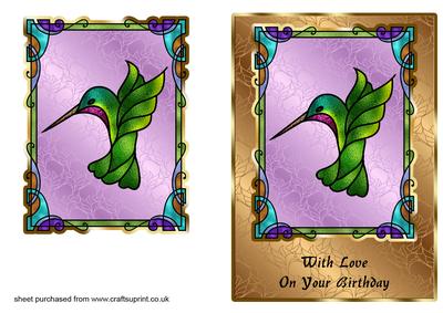 Stained Glass Card Front - Humming Bird