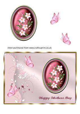 Pink Flowers in Oval Frame - Mothers Day